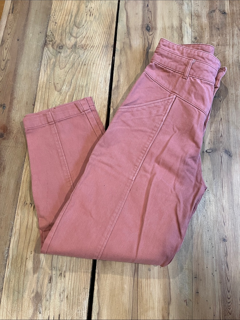 MONOPRIX Femme 6 Dusty Pink Sienne Pleated Cargo Pants Retro Denim